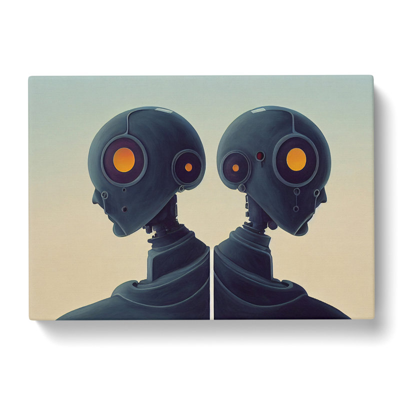 Two Robots - Wrapped Canvas Print, 50cm H x 76cm W x 3cm D