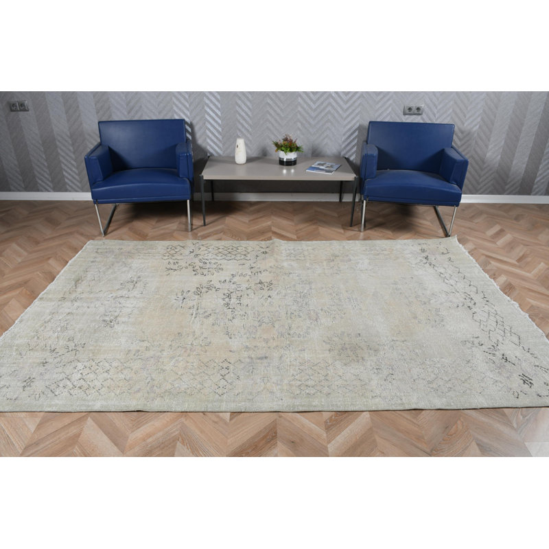Grand tapis turc en laine Oushak de style scandinave neutre parfait pour la décoration de chambre à coucher