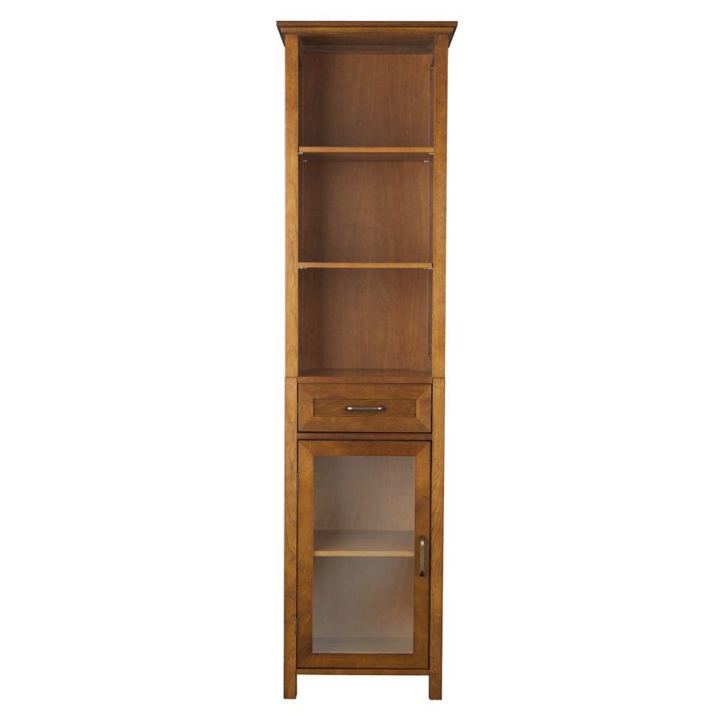 Yarissa Freestanding Multifunctional Linen Accent Storage Cabinet with Glass Doors and Adjustable Shelf