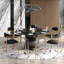 Ensemble de table de salle à manger avec plateau de table rond en faux marbre 51 po et 6 fauteuils de salle à manger en tissu-121505631-121505630