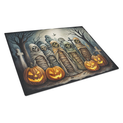 Mummies Spooky Halloween Glass Cutting Board Large