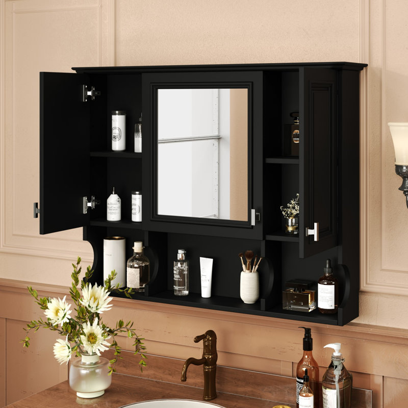 Armoire à pharmacie murale pour salle de bain, Noir, noir, noir, noir
