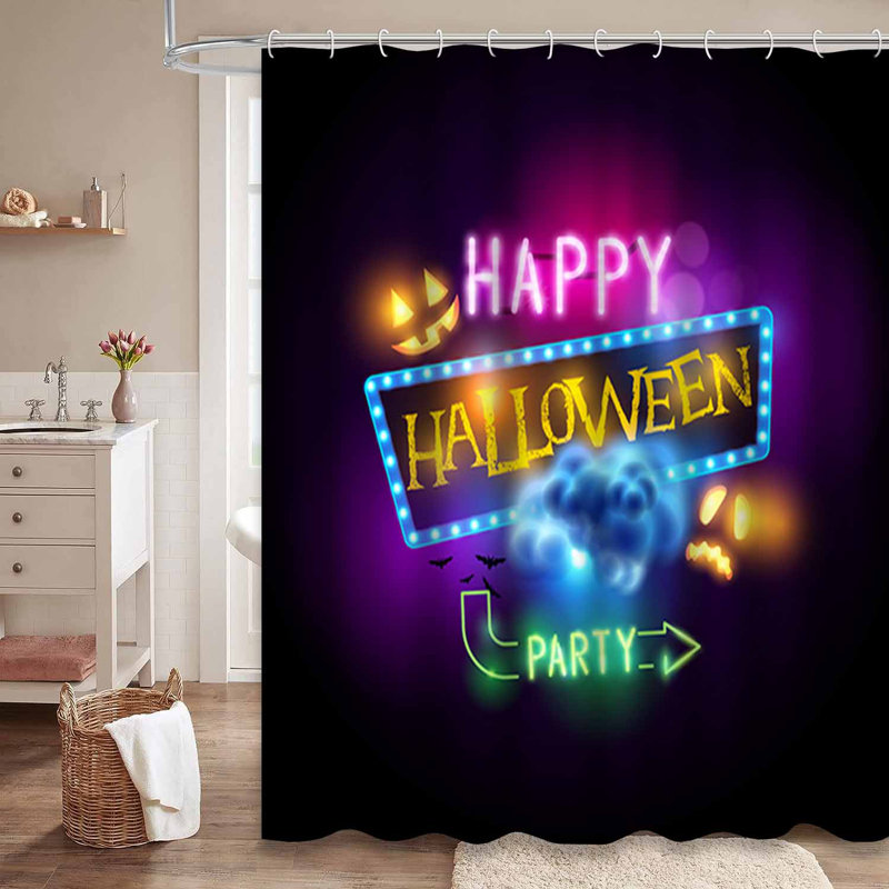 Rideau de douche Jack avec 12 crochets Happy Halloween, L 72 po x l 72 po