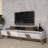 Modern TV Stand in White, 66.1 x 15.9 x 15.0 inches | 100% Melamine Coated Particle Board, Thickness: 0.7 inches | Scandinavian Design with Geometric Style, Perfect for Living Room & Entertainment Spaces-1885066926