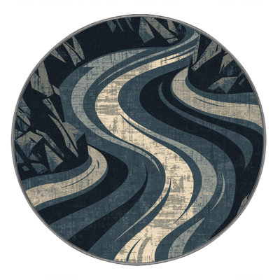 Machine Washable Outhe Country Rustic Vintage Look Rug in Gray – Gray Binding
