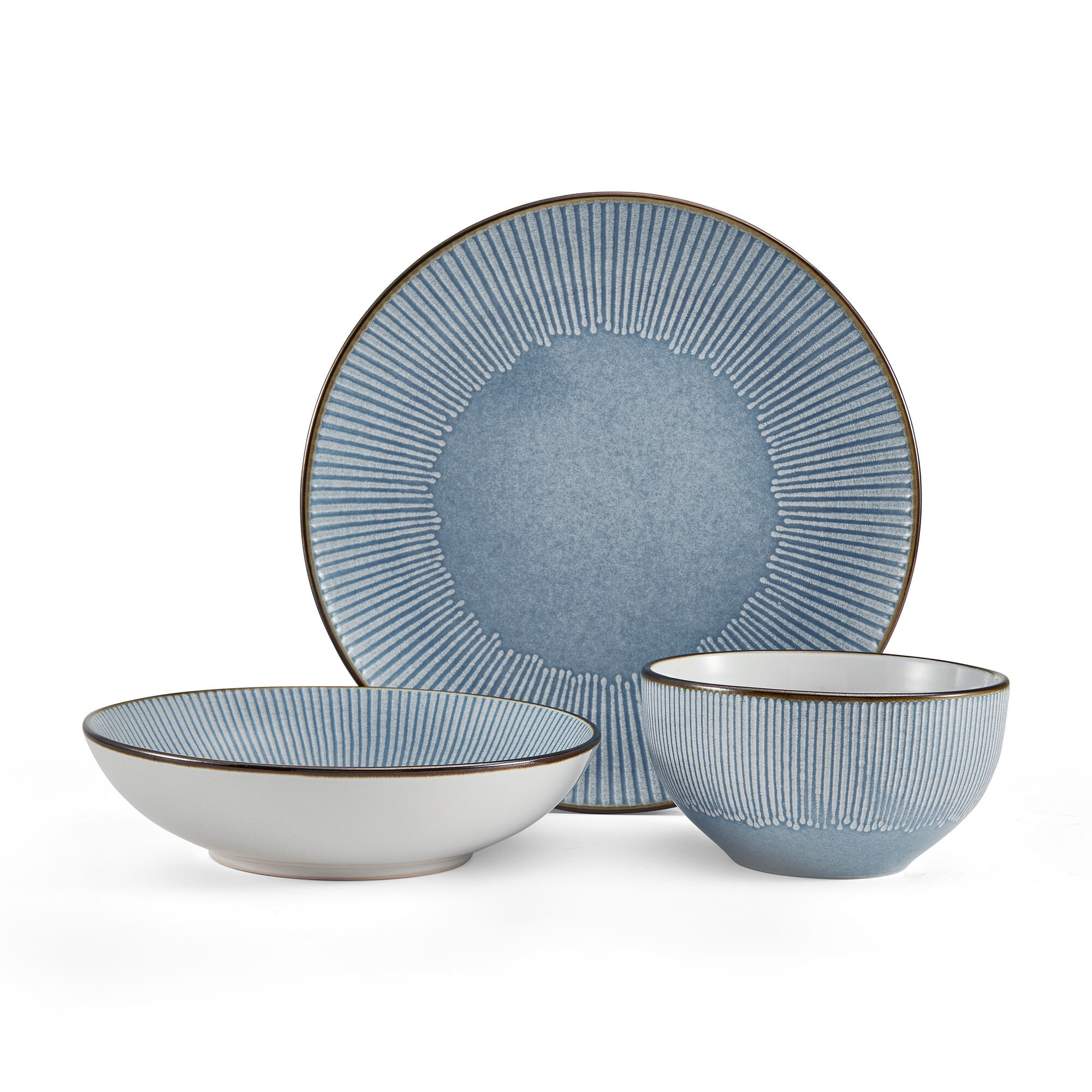 Arlie 12-Piece Stoneware Dinnerware Set, Service for 4, Blue