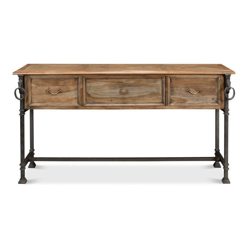 Desert Bleached Brown Acacia Wood and Iron Console Table