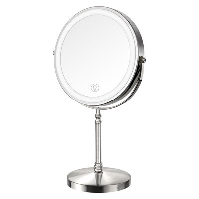 360°Rotating Lighted Makeup Mirror,3000 mAh Rechargeable Double-Sided Magnifying Vanity mirror