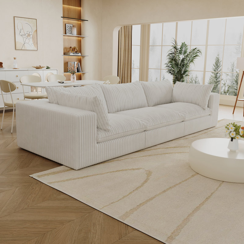 Canapé 118,2 pouces Cloud, H 24 po x l 118,2 po x P 39,4 po, 3, Blanc