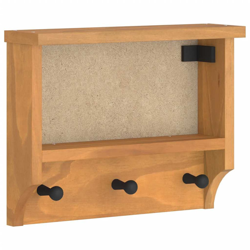 Solid Wood Wall Mounted Coat Rack, Brown
