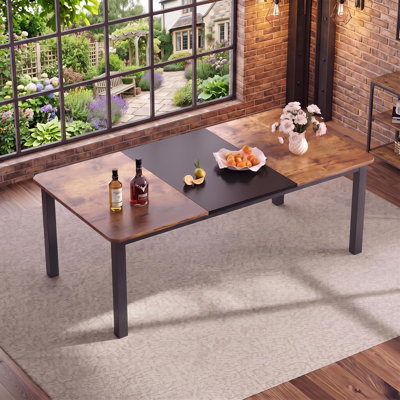 78.7" Dining Table for 6-8, Rounded Corner Rectangular Kitchen Table