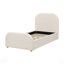 Structure de lit avec tête de lit tapissier recouverte de lin, pieds en bois massif et finition beige élégante-1720514401