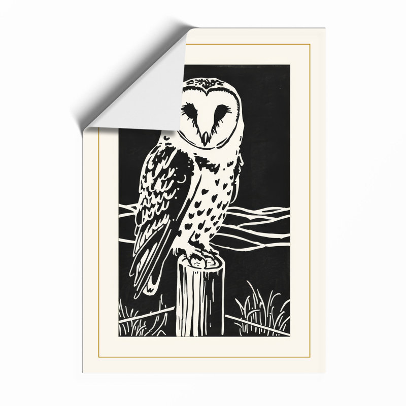 Nocturnal Sentinel Japandi - Framed Print, Unframed, A1 - 84.1 x 59.4 cm