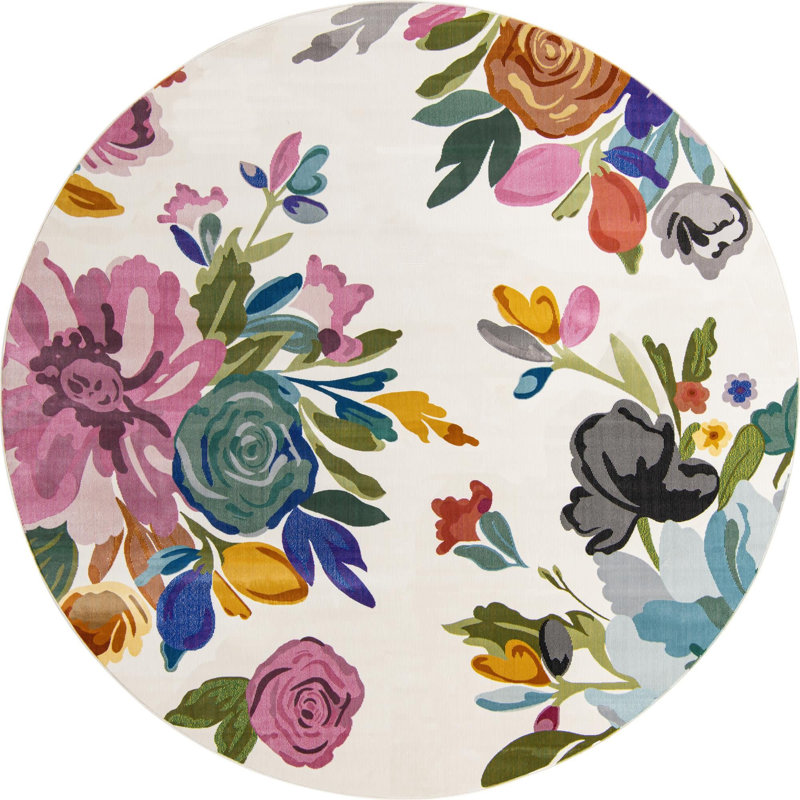 Aludra Floral Indoor Rug, Round 10'