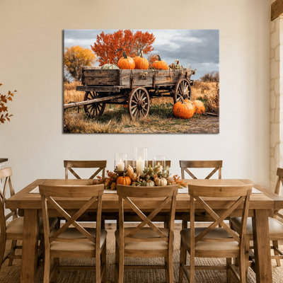 Automne, art mural sur toile citrouille, art mural d'automne rustique, images d'automne enveloppées dans une galerie, style saisonnier pour salon, entrée, chambre à coucher