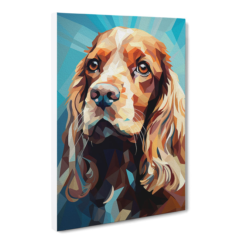 Cocker Spaniel Geometric - Wrapped Canvas, 60cm H x 40cm W x 3cm D