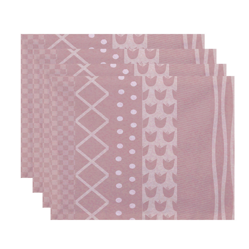 Josefa Polyester Geometric Rectangle Placemat, Pale Pink