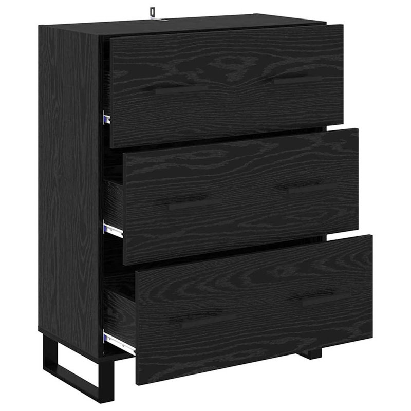  Sideboard Old Wood 69.5 X 34 X 90 Cm Engineered Wood And Iron, Black Oak