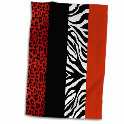 WildFusion 3D Animal Print Towel - White Leopard & Zebra Design, 15x22