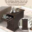  Table de bout rétro avec ports USB, porte-gobelets et rangement multifonctionnel pour le salon, espresso-1293666258
