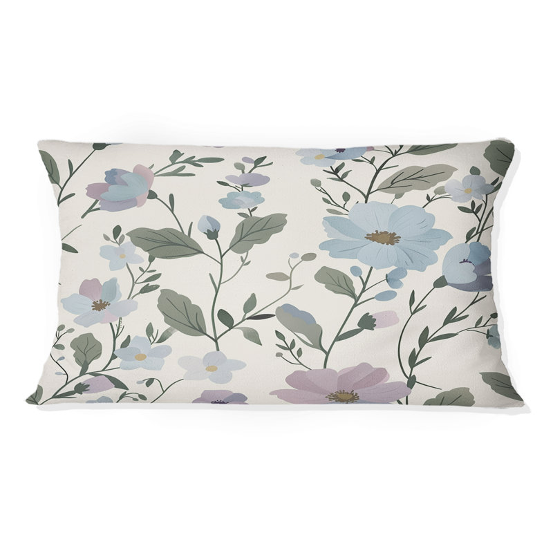 Coussin lombaire rétro Vintage Floral - bleu poudre