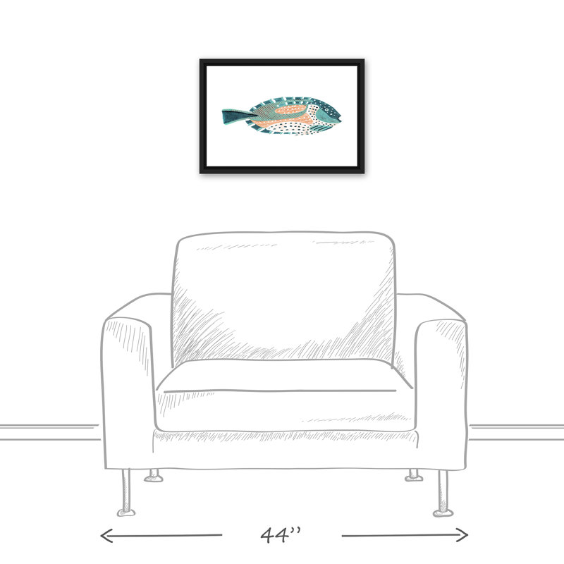 «Patterten Fish» sur impression sur toile, H 13,75 po x l 19,75 po x P 1,75 po, Cadre flottant noir