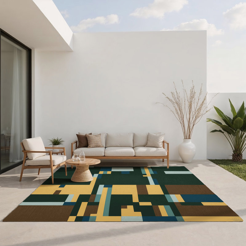 Plains In Pixels Indoor And Outdoor Area Rug, Rectangle 8' x 10'