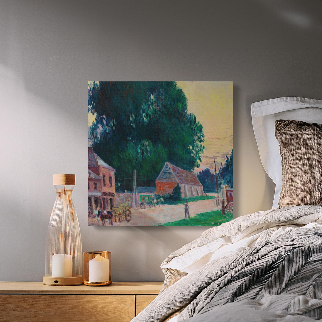 Impressionist Village Canvas Wall Art, Gallery Wrapped Matte Print, Ready to Hang, Archival Quality, French Village, Landscape Canvas Art