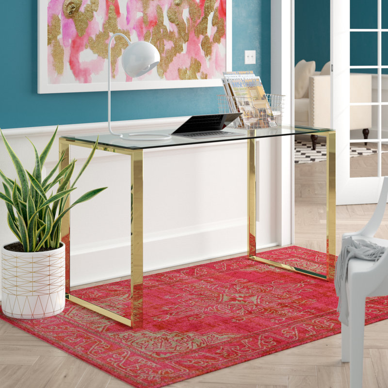 Chantrelle Metal Base Writing Desk, Gold