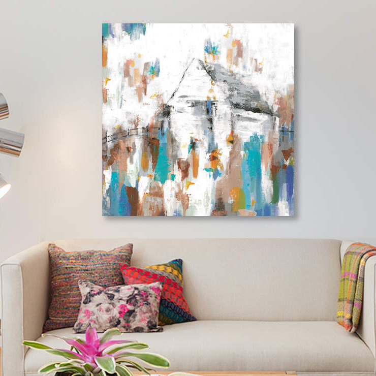 Imprimé maison sur toile, H 12 po x l 12 po x P 0,75 po