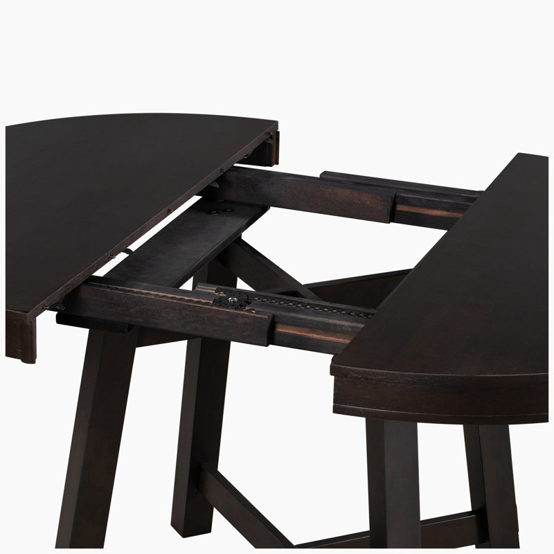 Round Extendable Dining Table with Leaf Wood Kitchen Table With Extension Leaf  ,dining table,dining room table, Black