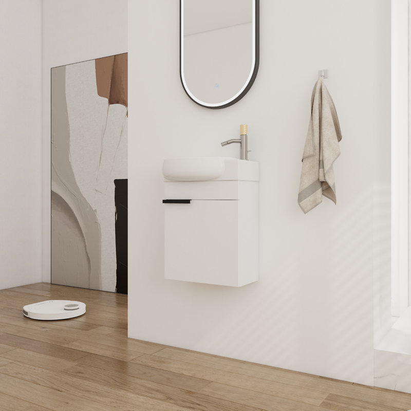 Ensemble de meuble-lavabo simple 17,14 po avec plateau en céramique Shadin