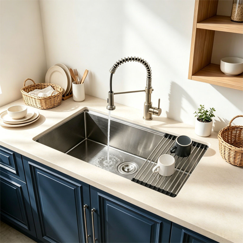 Évier de cuisine encastré à simple cuve en acier inoxydable 33 po X 19 po Topcraft, Dark Gray
