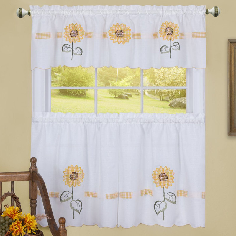 Rideau de cuisine Tejeda Sun Blossoms, l 56 po x L 36 po