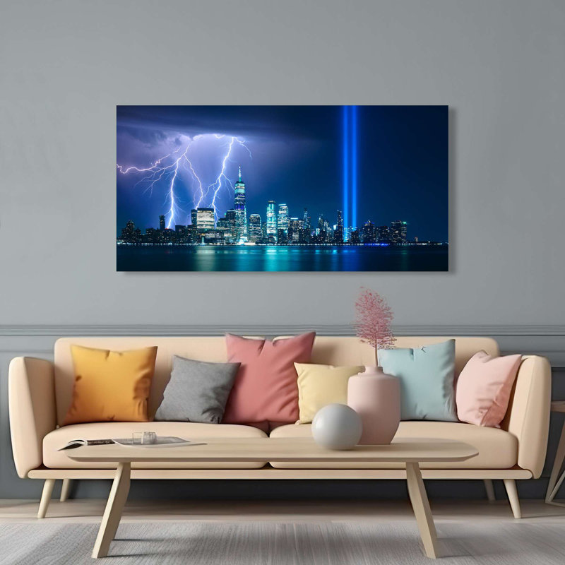 Pangea - Wrapped Canvas Art Prints, Blue, 35cm H x 70cm W x 4cm D