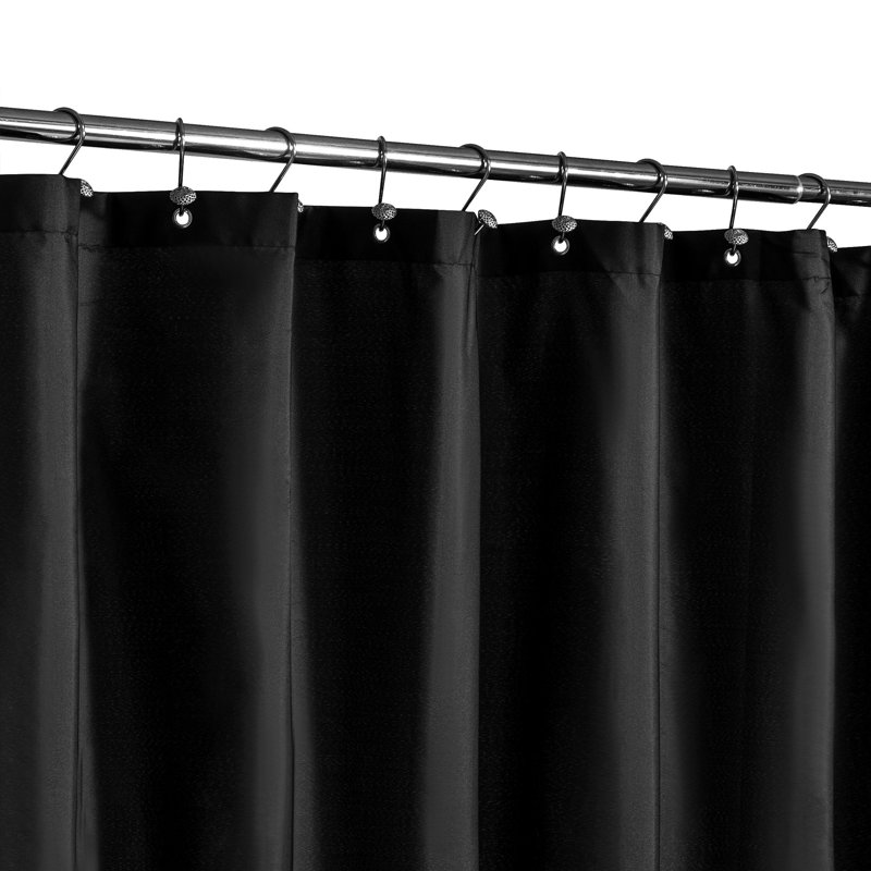 Rideau de douche en tissu hydrofuge, Noir, H 72 po x l 36 po