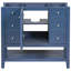 Meuble-lavabo bleu 36 po avec armoire et tiroirs - pratique, en bois massif et avec surface peinte, base à assembler requise dans une armoire hygiénique, 1 3 tiroirs