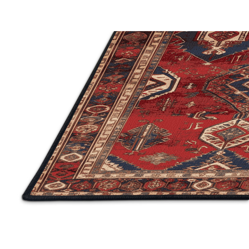 Tapis persan noir lavable à la machine, Rectangulaire 2 pi x 3 pi