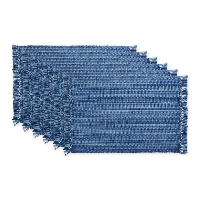 Ensemble de napperons en coton Wieland, Bleu nautique, Couleur unie