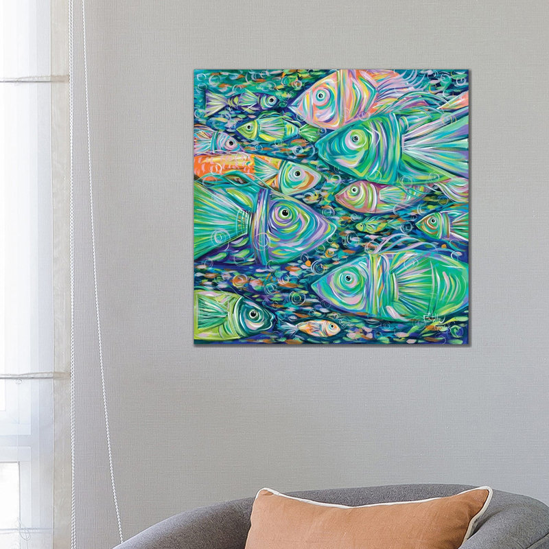 School Of Fish by Estelle Grengs - Wrapped Canvas Painting, 66.04 cm H x 66.04 cm W x 3.175 cm D