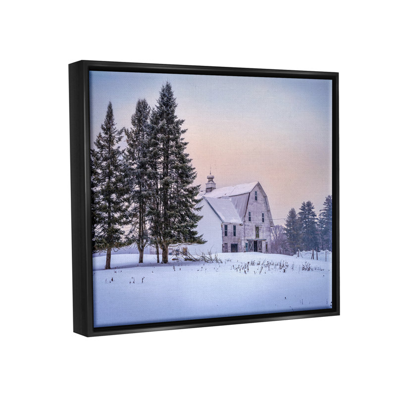 «Winter Farmhouse Snow Landscape» par Rick Berk, photographie, H 17 po x l 21 po x P 1,7 po, Noir