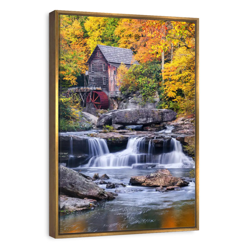 Glade Creek Mill à l'automne, Cadre flottant doré, 13 po x 19 po