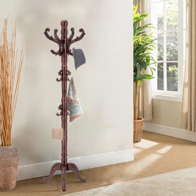 Coat Rack Freestanding With 14 Sturdy Hooks