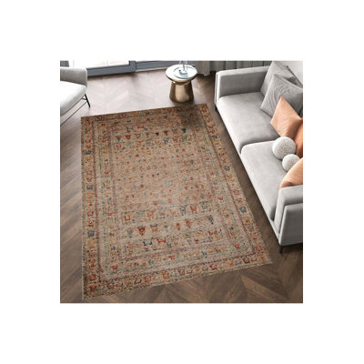Tapis décoratif multicolore à motif tissé à base tissée moderne lavable à la machine