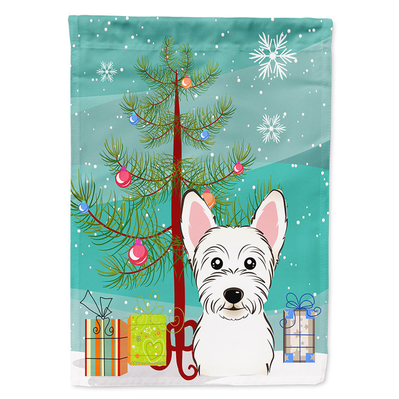 Drapeau en polyester 2 côtés sous l’arbre Silloth, Westie, H 40 po x l 28 po x P 0,01 po, Drapeau pour la maison