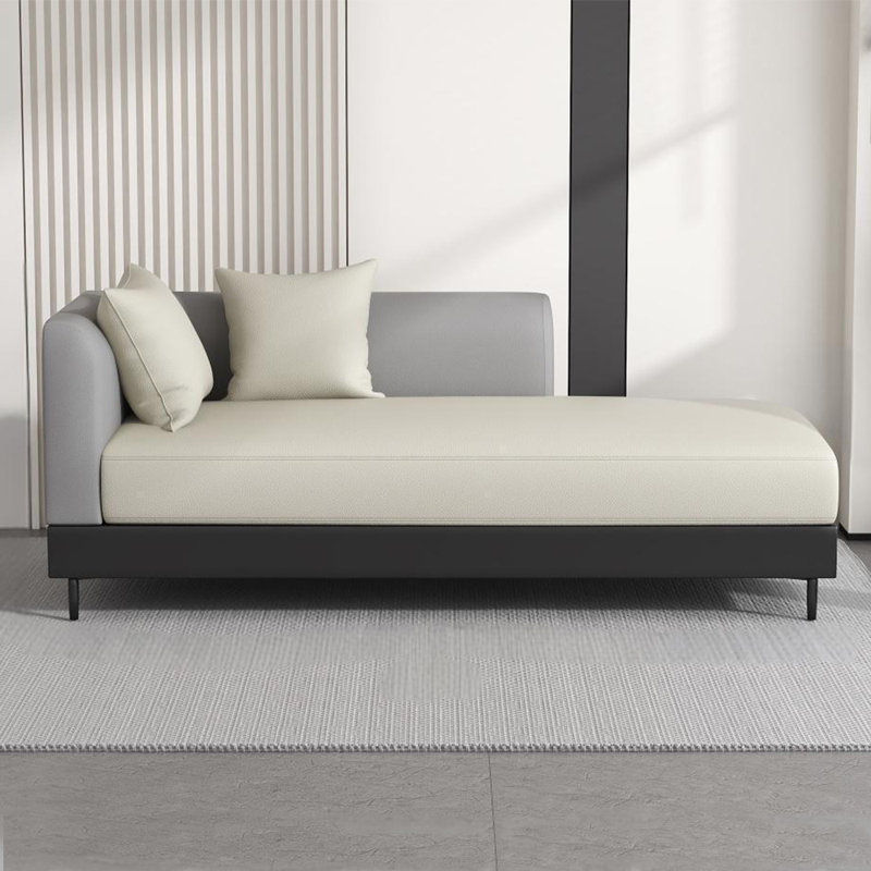 Chaise longue simple de qualité loisir, Blanc cassé/gris, Orienté à gauche (vu de face)