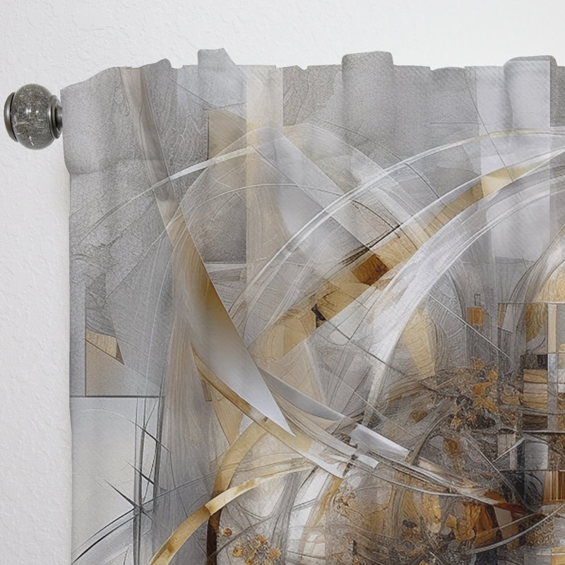 Encre liquide grise et dorée captivante - Rideau en velours moderne - obscurcissant - 1 panneau, L 52 po x L 63 po