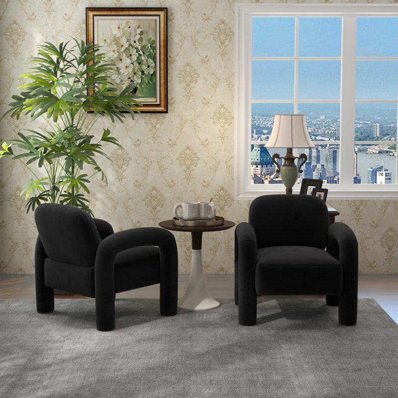 Iryanna Velvet Armchair, Black Velvet, 2