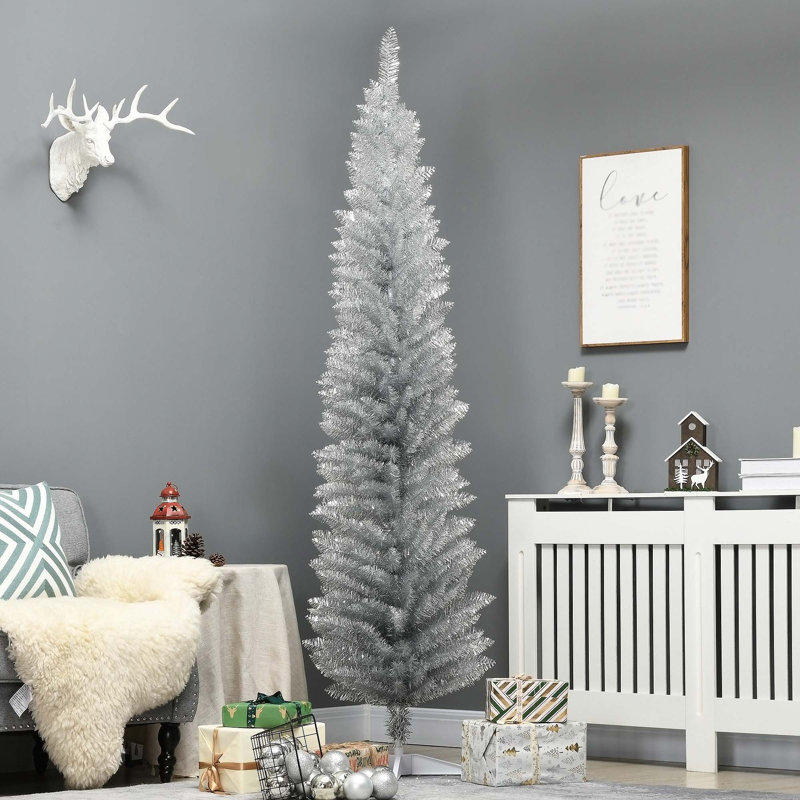 Arbre de Noël artificiel au crayon, arbre de Noël mince avec extrémités de branches réalistes, 5.9'