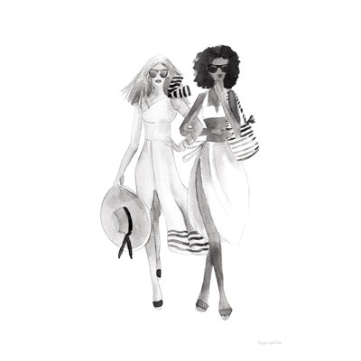 Paris Girlfriends IV BW 1 Piece Wrapped Canvas Wall Art